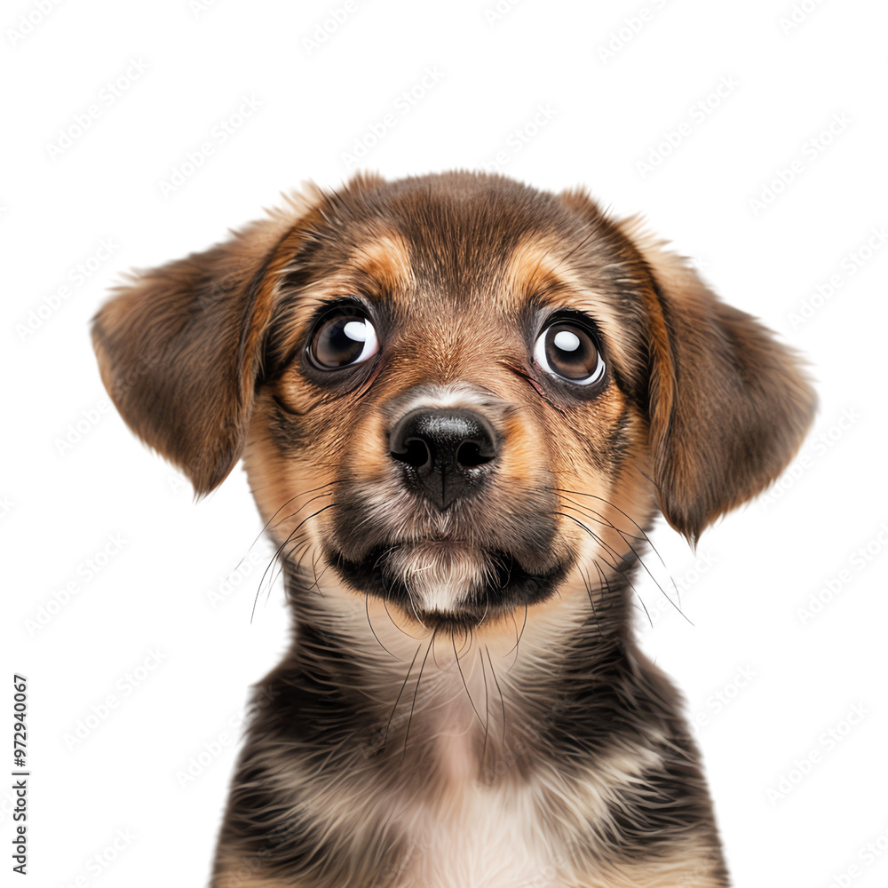 Adorable puppy with innocent eyes looking directly at the camera against a white background, capturing its sweet and playful expression., transparent background Adorable puppy with innocent eyes looking directly at the camera against a white background, capturing its sweet and playful expression., transparent background
