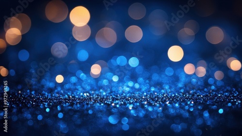 Abstract Blue bokeh defocus glitter blur background