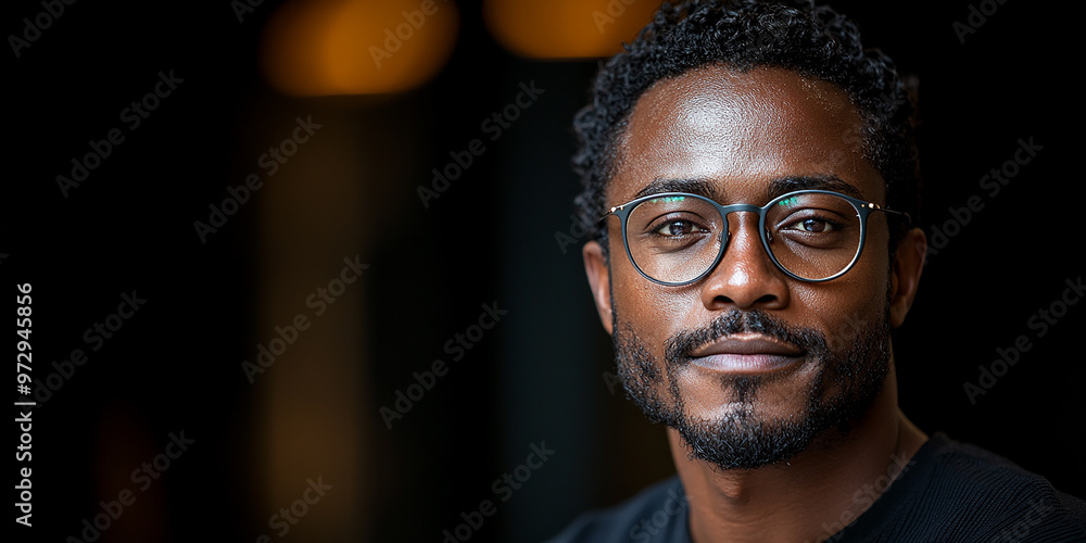 Portrait of an attractive dark-skinned man wearing glasses Portrait of an attractive dark-skinned man wearing glasses