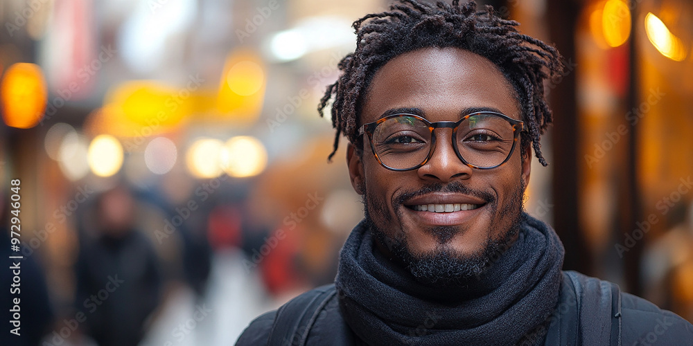 Portrait of an attractive dark-skinned man wearing glasses Portrait of an attractive dark-skinned man wearing glasses