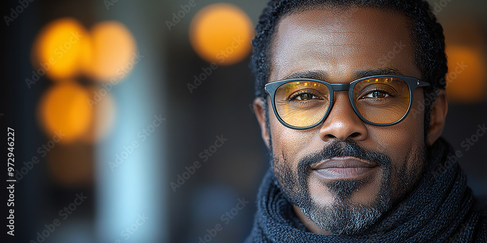 Portrait of an attractive dark-skinned man wearing glasses Portrait of an attractive dark-skinned man wearing glasses