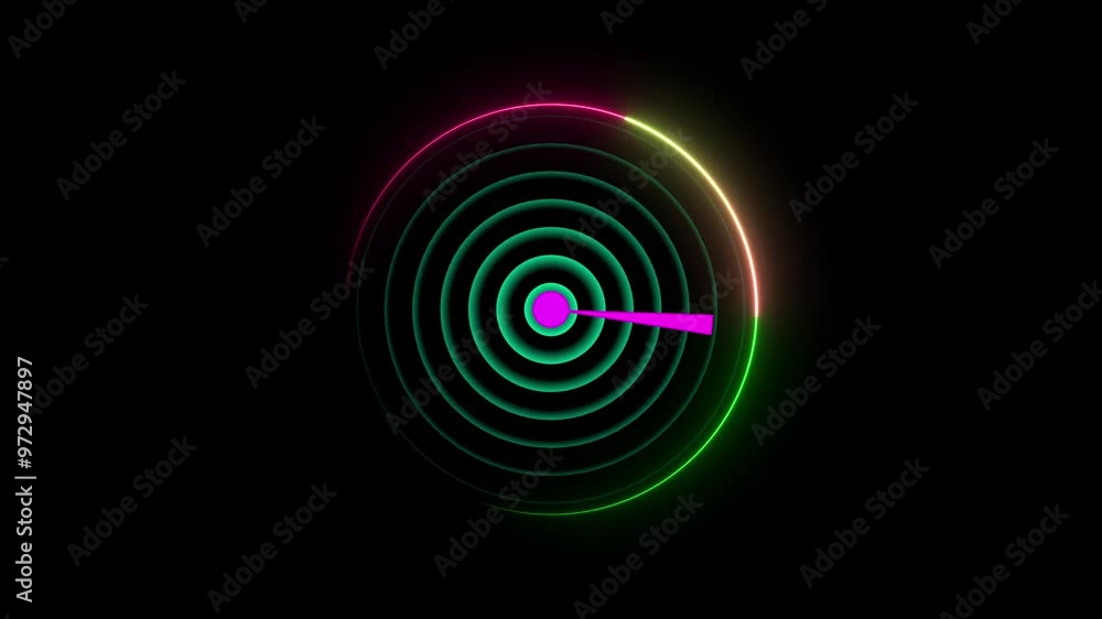 Abstract Glowing Neon Radar Screen Technology Background. Digital Radar Screen Animation. Abstract Glowing Neon Radar Screen Technology Background. Digital Radar Screen Animation.
