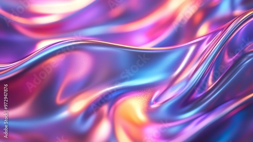 Wallpaper Mural dynamic motion of a holographic curved wave on a chrome background, reflecting contemporary aesthetics and innovation in design Torontodigital.ca