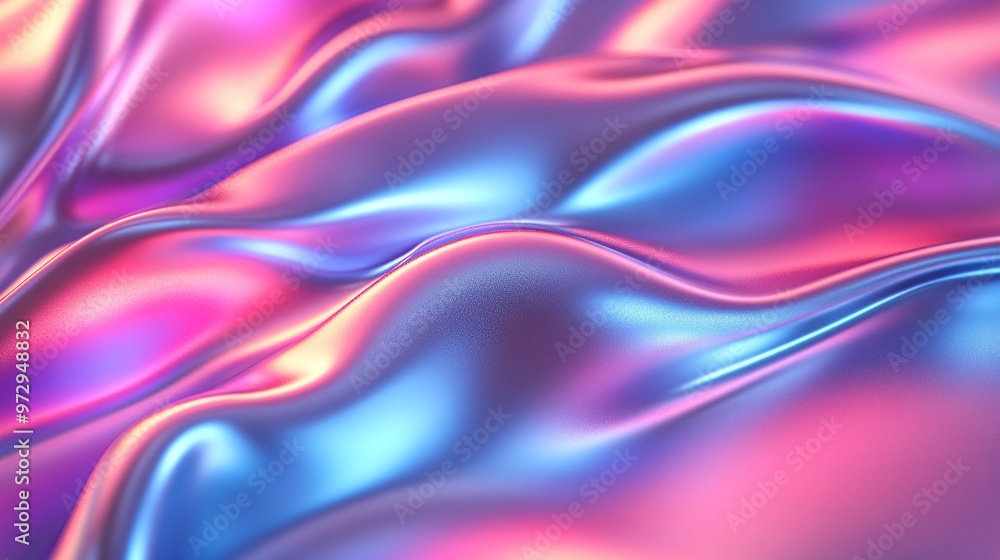 captivating motion of a holographic curved wave set on a bright chrome background, illustrating the fusion of technology and art captivating motion of a holographic curved wave set on a bright chrome background, illustrating the fusion of technology and art