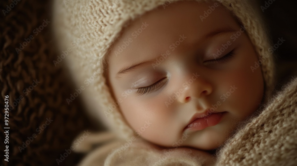 Newborn baby close-up, neutral palette, calm and innocent. Newborn baby close-up, neutral palette, calm and innocent.