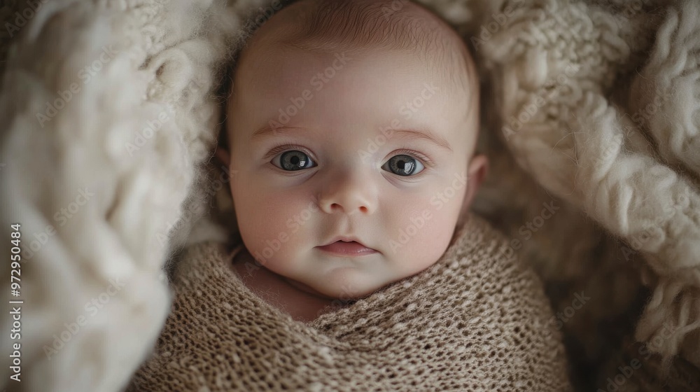 Newborn baby close-up, neutral palette, calm and innocent. Newborn baby close-up, neutral palette, calm and innocent.