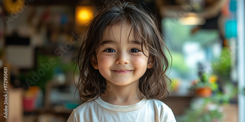 Portrait of an asian child looking at the camera