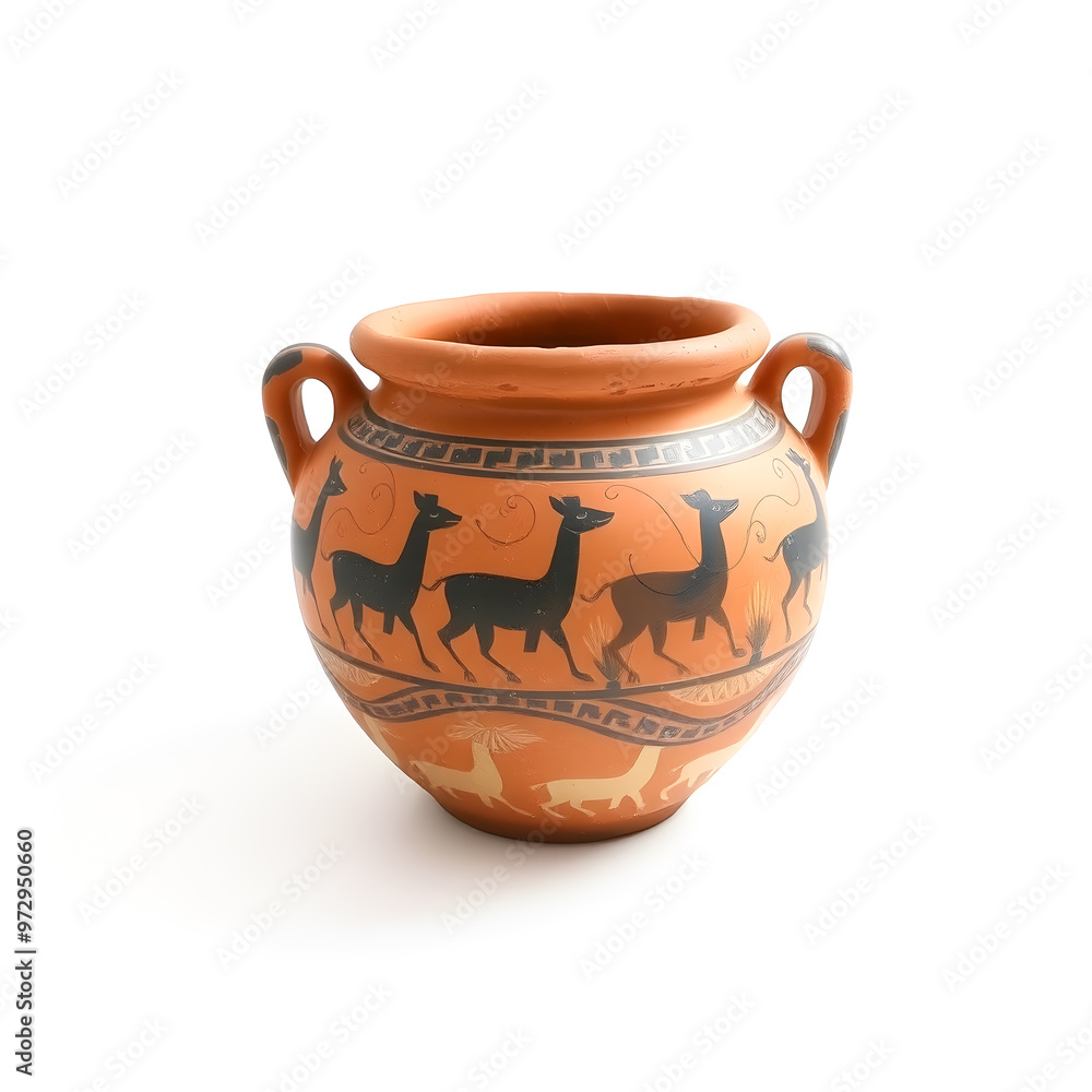 Clay pot with camels on a white background. 3d rendering Clay pot with camels on a white background. 3d rendering