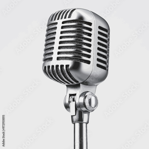 Retro microphone isolated on a white background. 3d rendering.