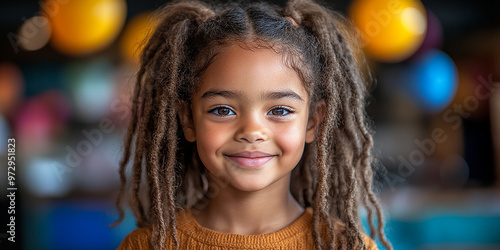 Portrait of a black school child looking into the camera