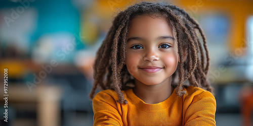 Portrait of a black school child looking into the camera