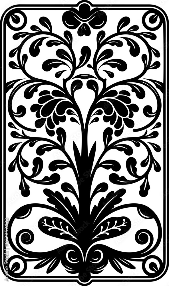Obraz premium Elegant Black and White Floral Decorative Design