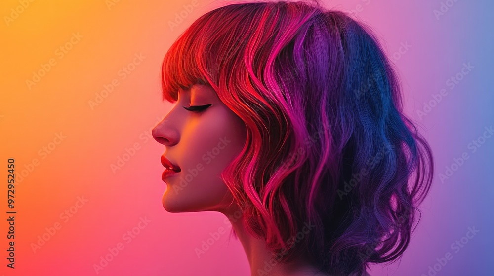 A high-resolution image of a woman with vibrant hair color and an ombr effect, highlighting the gradual transition from dark to light tones. A high-resolution image of a woman with vibrant hair color and an ombr effect, highlighting the gradual transition from dark to light tones.