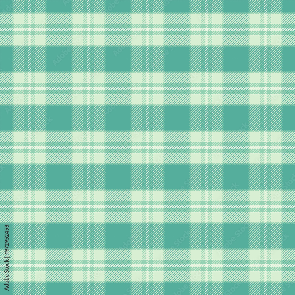 Fototapeta premium Plaid with twill weave repeat pattern.Gingham seamless pattern in green.Checkered tartan Geometric graphic vector illustration background design for fabric and print.