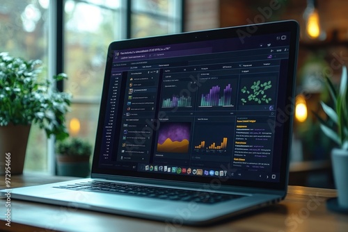 Open Laptop with Data Analytics on Screen