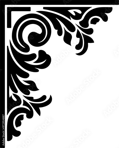 Elegant Black Decorative Corner Flourish Design