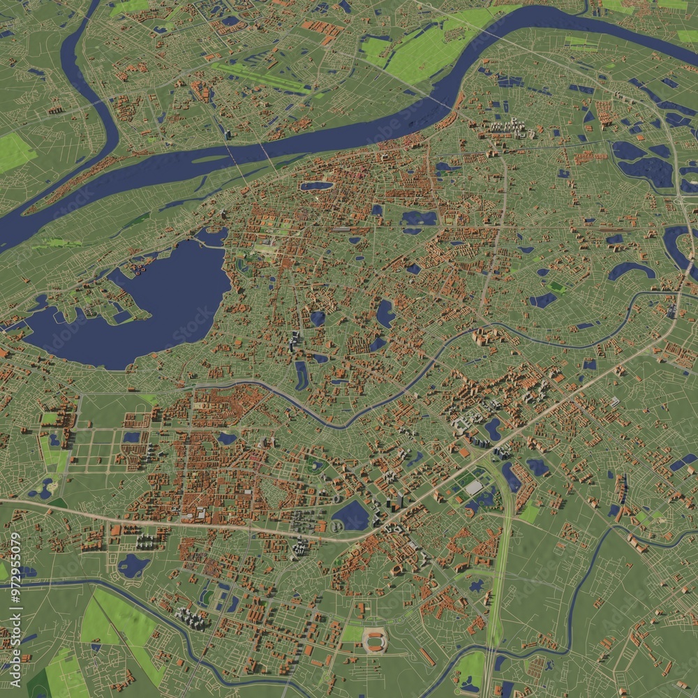 Fototapeta premium 3D illustration of city and urban in Hanoi Vietnam
