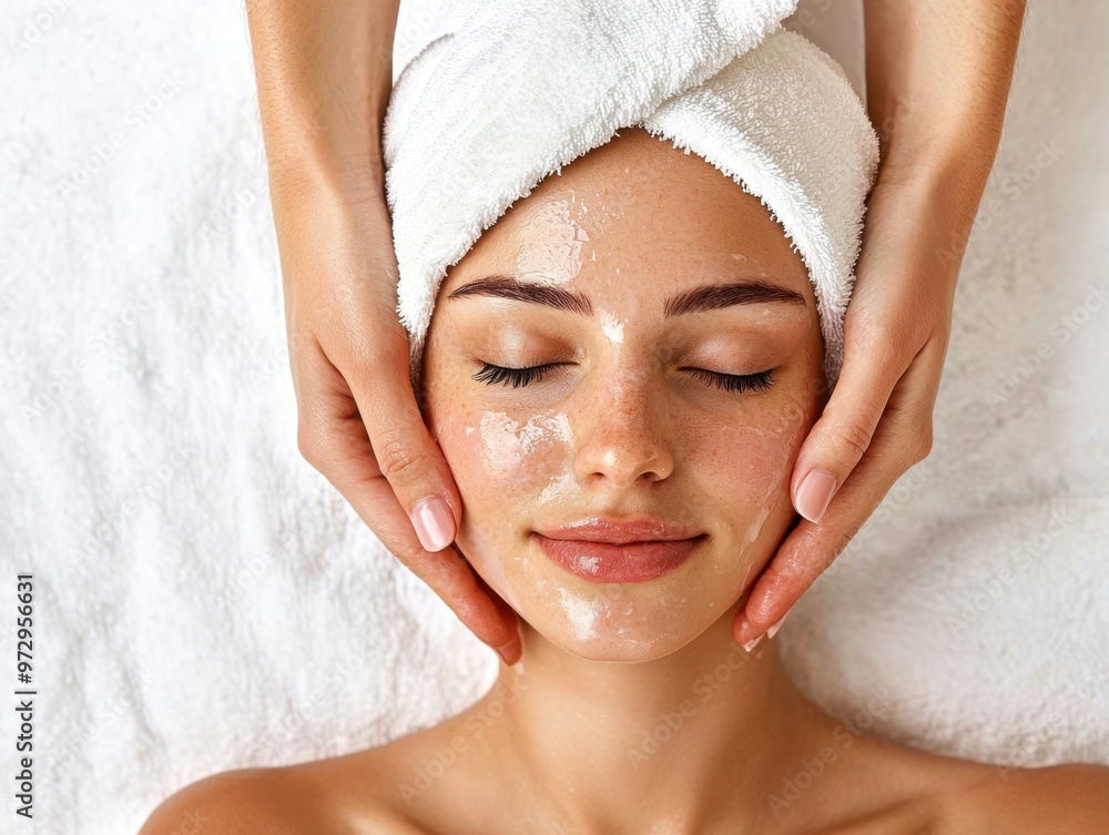 Young woman getting spa treatment. Young woman getting spa treatment.