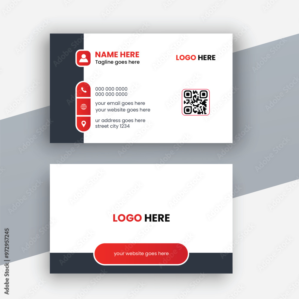 Modern business card template red black colors. Flat design vector abstract creative - Vector Modern business card template red black colors. Flat design vector abstract creative - Vector