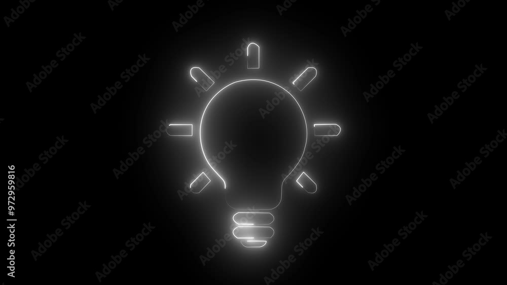 glowing Bulb symbol icon animation video. Energy idea. Electric neon bulb icon and on black background. glowing Bulb symbol icon animation video. Energy idea. Electric neon bulb icon and on black background.