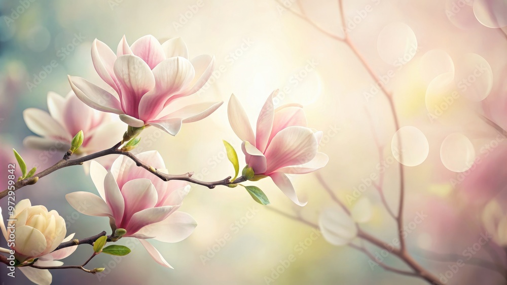 Obraz premium Delicate botanical background featuring abstract magnolia flower, magnolia, flower, abstract, delicate, botanical, background, floral