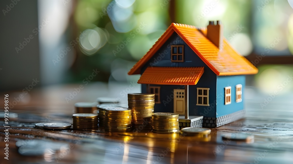 House model and pen on the table. Real estate business concept. - Generated AI House model and pen on the table. Real estate business concept. - Generated AI