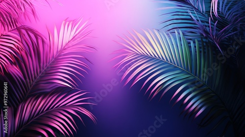 Wallpaper Mural Two palm leaves on a colorful background. Torontodigital.ca