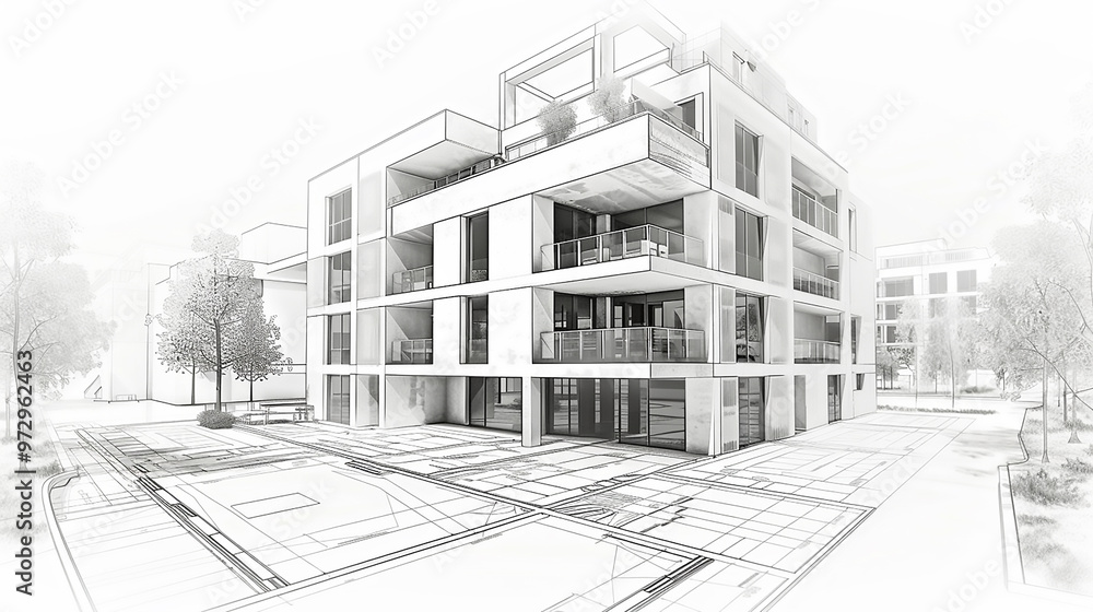 Fototapeta premium A single-story home with numerous windows and a simple design 
