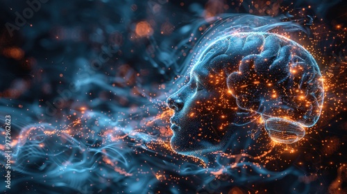 Wallpaper Mural Vivid Neurological Activity in Brain Simulation Illustration Torontodigital.ca
