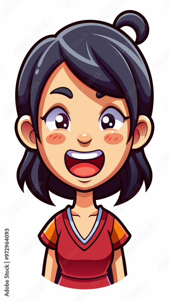Asian woman facial expressions isolated on white background. Vector cartoon illustration of happy, sad, surprised, tired, scared, angry, upset, winking female face. Game character or avatar design Asian woman facial expressions isolated on white background. Vector cartoon illustration of happy, sad, surprised, tired, scared, angry, upset, winking female face. Game character or avatar design