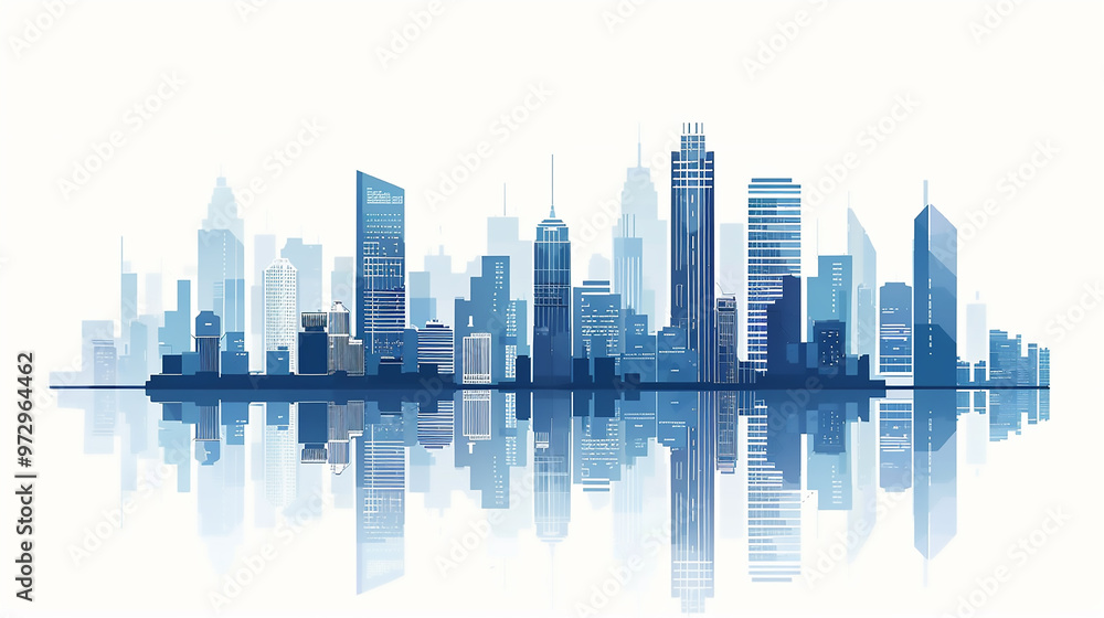  technological center of the city, high-rise office buildings, commercial and technological, background and banners