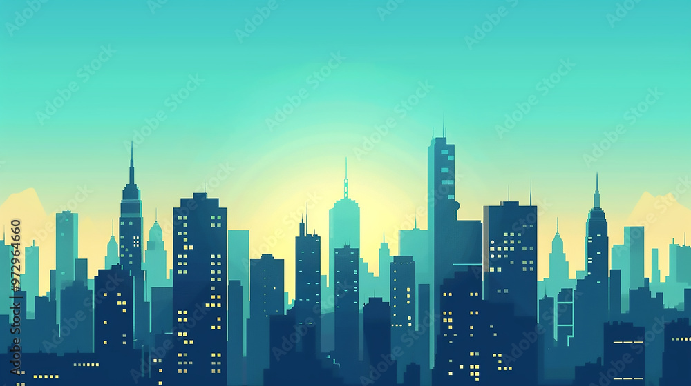 Cityscape. Vector illustration Panoramic view of the modern city Cityscape. Vector illustration Panoramic view of the modern city
