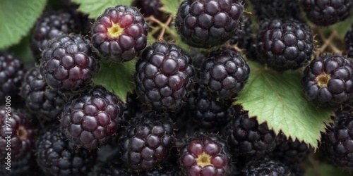 Wallpaper Mural Close-up of ripe dark purple blackberries clustered together wit Torontodigital.ca