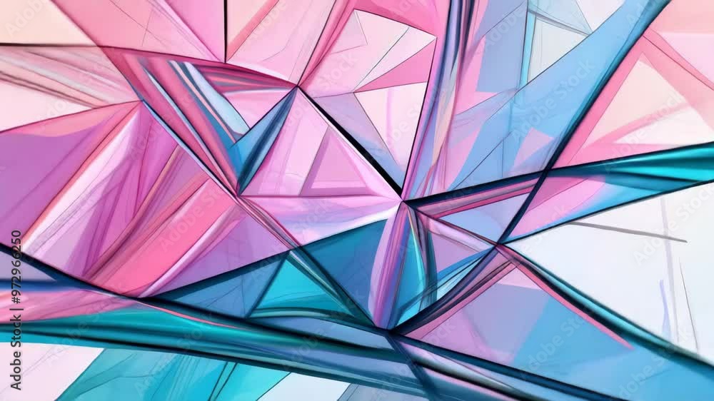 Geometric 3d abstract shapes in pink and blue tones, creating a modern ...