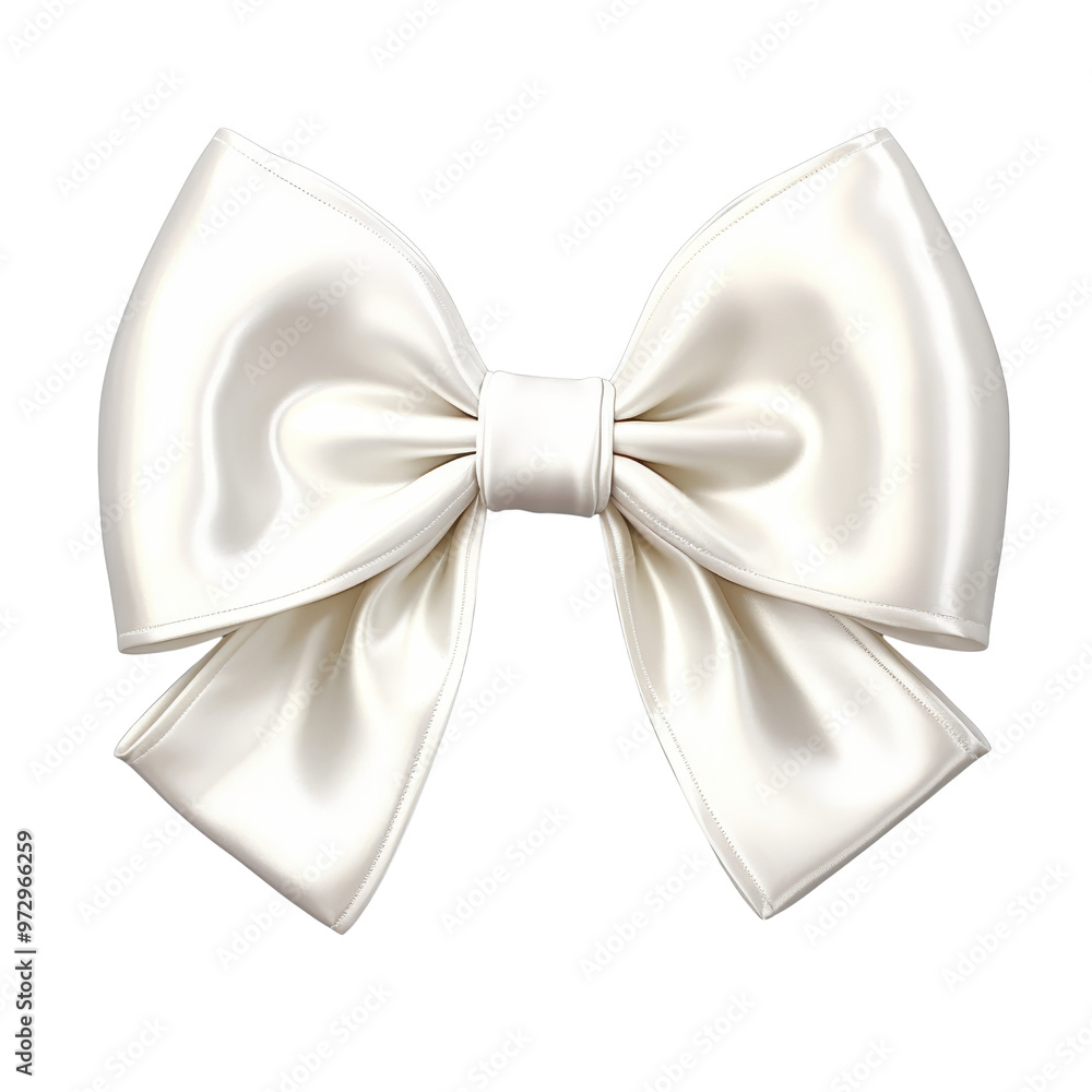 Elegant White Satin Bow with Shiny Texture and Soft Drapes Elegant White Satin Bow with Shiny Texture and Soft Drapes
