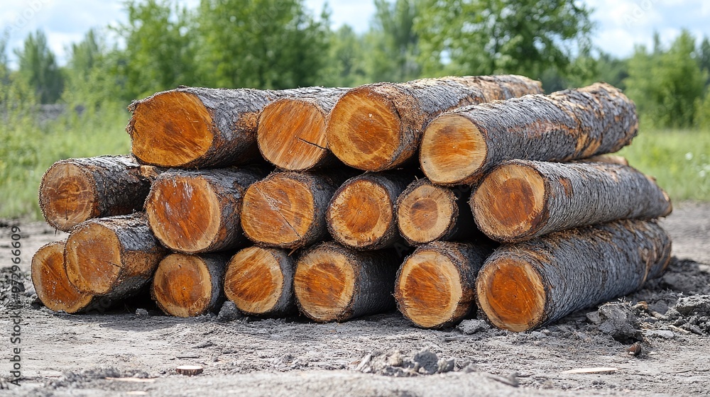 natural poplar wood logs in a pile, freshly cut and harvested for timber, lumber industry, and carpentry material natural poplar wood logs in a pile, freshly cut and harvested for timber, lumber industry, and carpentry material