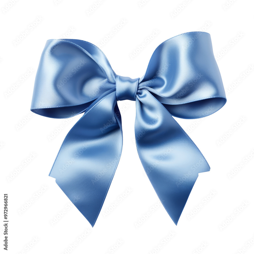 Elegant Blue Satin Bow with Loose Tails and Smooth Texture Elegant Blue Satin Bow with Loose Tails and Smooth Texture