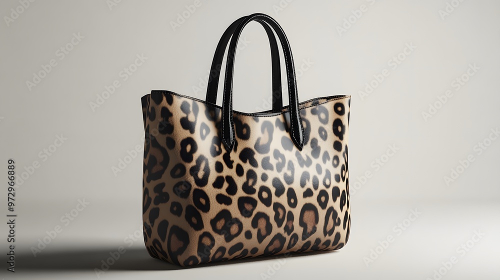 Stylish leopard print handbag with black handles, perfect for adding a chic touch to any outfit. Stylish leopard print handbag with black handles, perfect for adding a chic touch to any outfit.