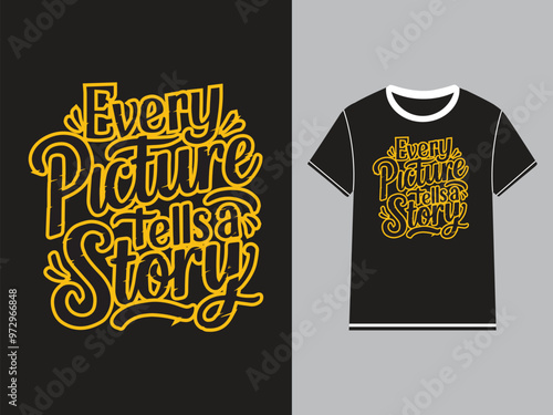 Black and Yellow Modern Typography Lettering T-Shirt Design.