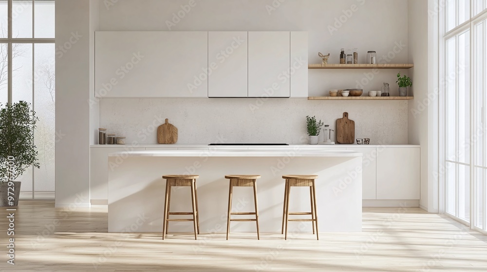 modern scandinavian kitchen in a classic minimalist style, with white and beige color scheme, perfect for a clean and elegant interior design modern scandinavian kitchen in a classic minimalist style, with white and beige color scheme, perfect for a clean and elegant interior design