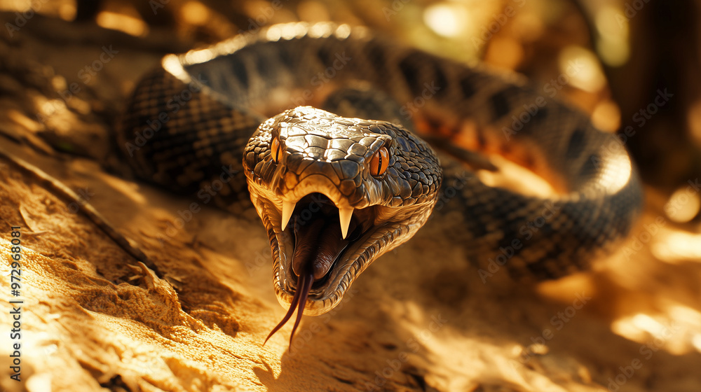 Snake charging toward the camera, Snake attack , angry animal Stock ...