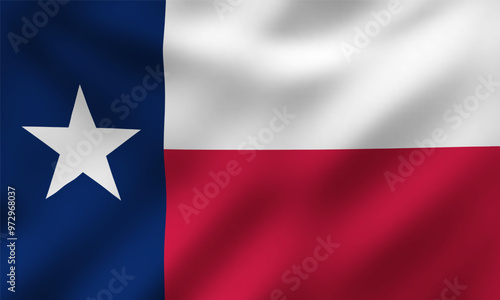 Waving State Flag of Texas, The Lone Star Flag, Vector Illustration
