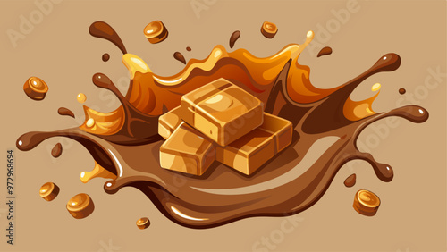 Liquid toffee caramel or hot milk chocolate splash and drops. Realistic 3d vector illustration set of sweet brown dessert sauce or syrup droplet. Sugary choco creamy confection spilled droplets.