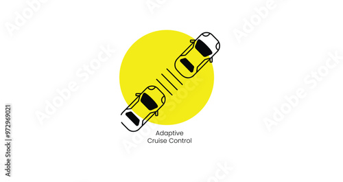 Adaptive Cruise Control with Distance Monitoring Vector Icon