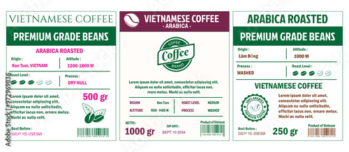 Vietnamese Coffee Labels template simple flat style in cmyk mode with two tone color.