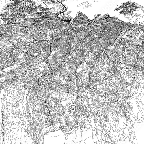Canvas Print 3D illustration of city and urban in Oslo Norway