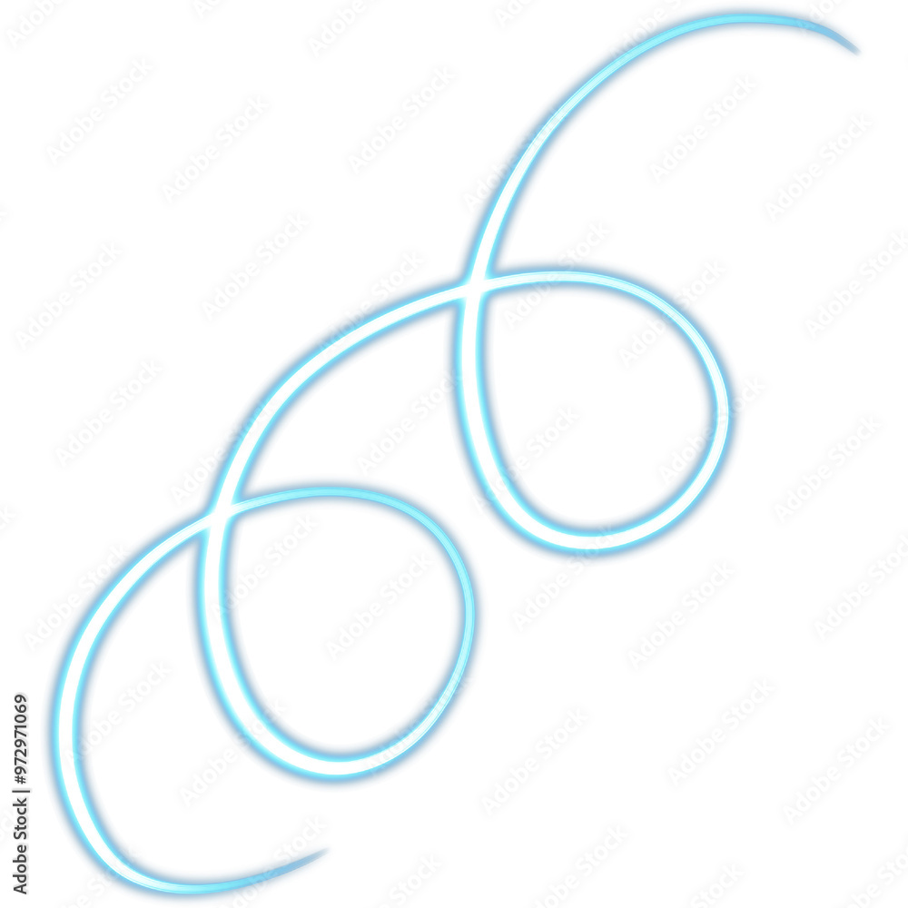 Glowing Blue Neon Triple Swirl Illustration Glowing Blue Neon Triple Swirl Illustration