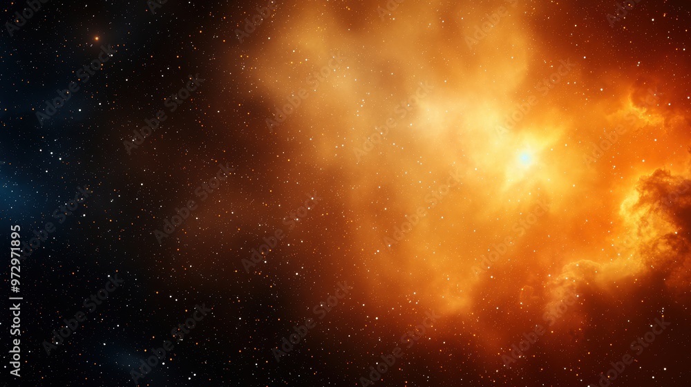 Naklejka premium A space background with orange and blue colors