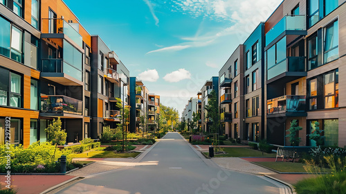 A cityscape image showing a walkway between two buildings  Lush Landscaping photo