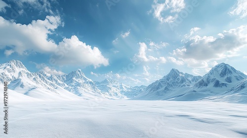 Wallpaper Mural panoramic landscape of white snowy mountains, wide angle view capturing the vast wilderness and majestic alpine scenery Torontodigital.ca